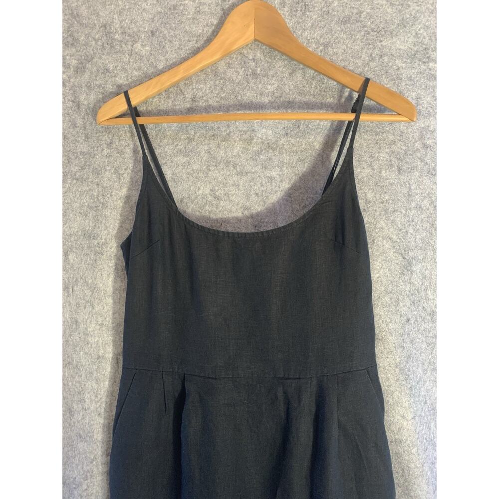Quince 100% European Linen Scoop Neck Midi Dress Women Size S Black Summer - Picture 3 of 12